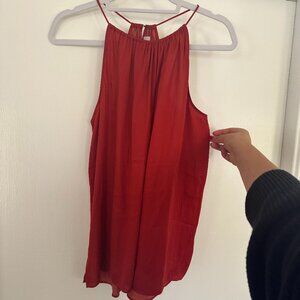 Red Sleeveless Blouse -- S